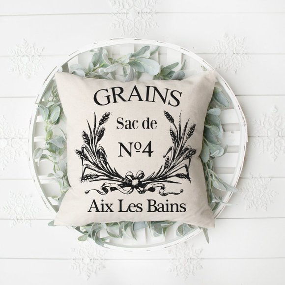 French Country, Grain Sack, Throw Pillow Cover 16" - Picture 1 of 3